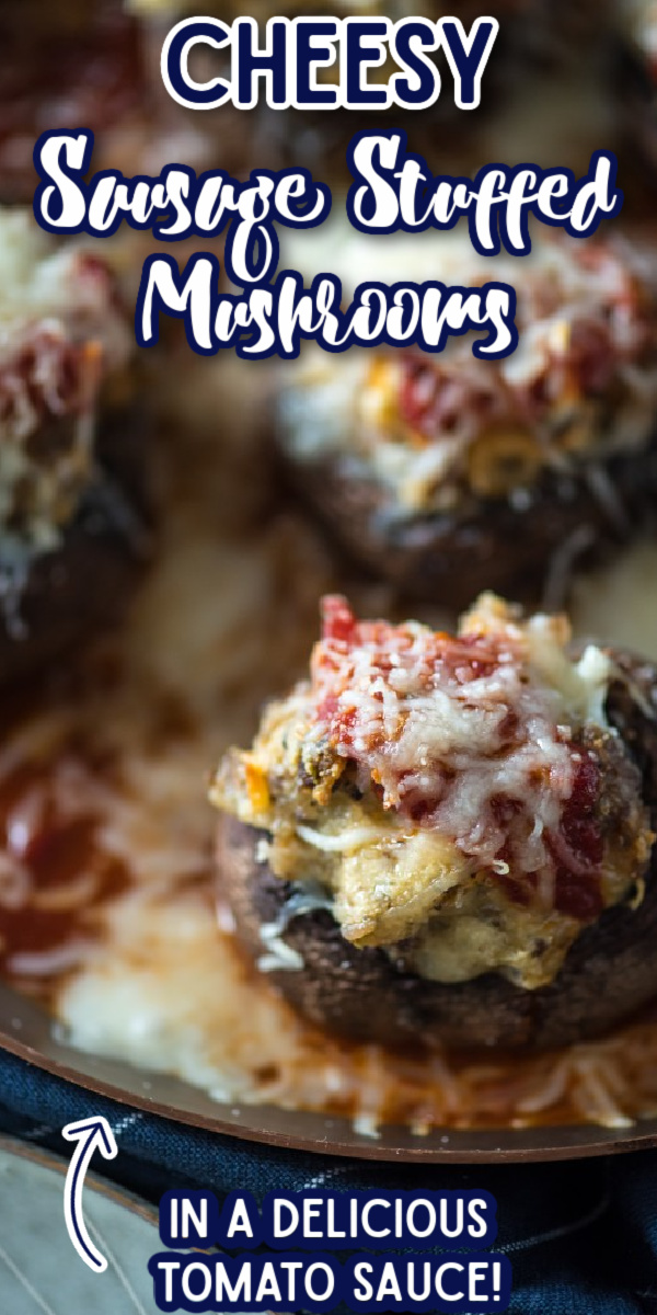 These Sausage Stuffed Mushrooms are practically "dump and bake," making them a super fast side dish or appetizer! #gogogogourmet #sausagestuffedmushrooms #stuffedmushrooms via @gogogogourmet