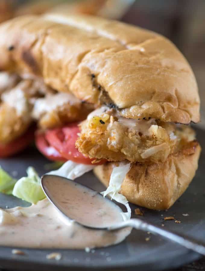 Coconut Shrimp Po Boy with Key Lime Tartar Sauce- an easy sandwich with a to-die for sauce! | @gogogogourmet