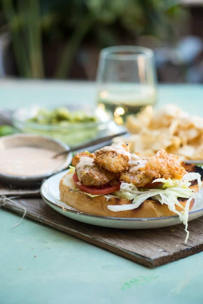 Coconut Shrimp Po Boy sandwich