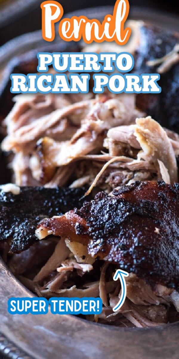 Pernil, Puerto Rican Slow Roasted Pork- tender, meltingly tender pork with amazingly crispy skin. It's delicious and so addictive! #gogogogourmet #pernil #puertoricanpork via @gogogogourmet