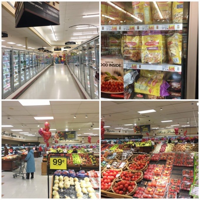 collage of grocery store aisles