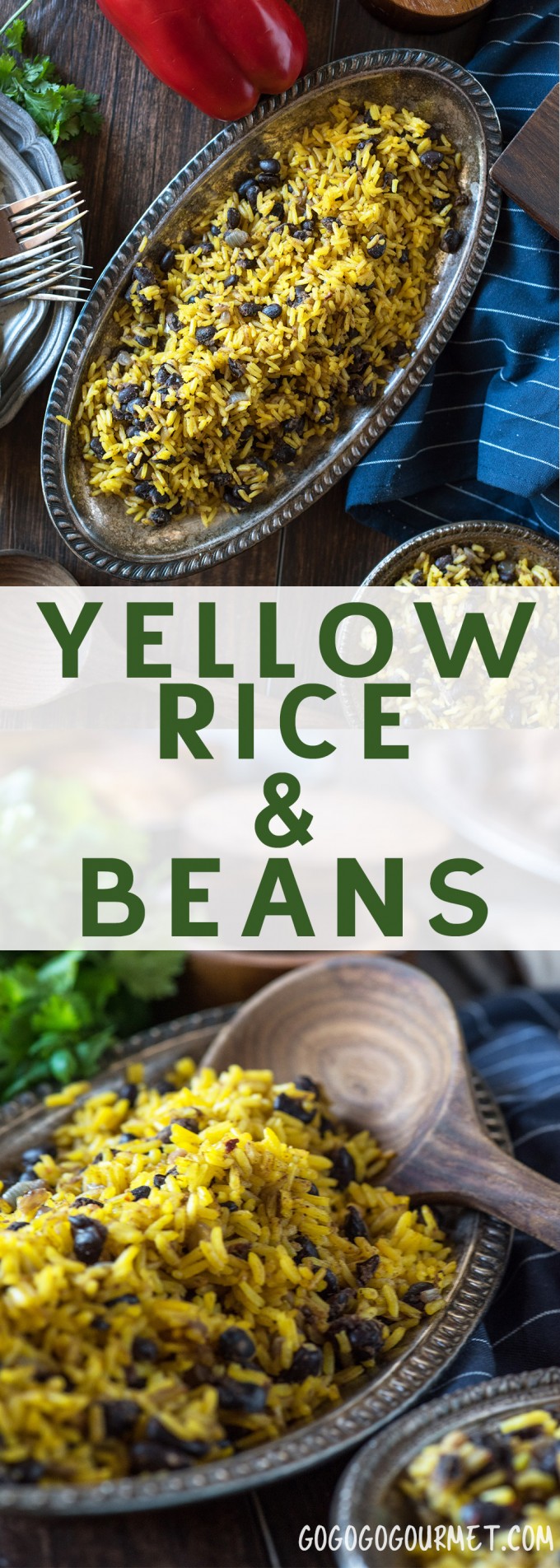 This authentic Yellow Beans and Rice recipe is perfect for serving with Puerto Rican pork (pernil.) And they only require 5 ingredients! #gogogogourmet #yellowbeansandrice #puertoricanfood via @gogogogourmet