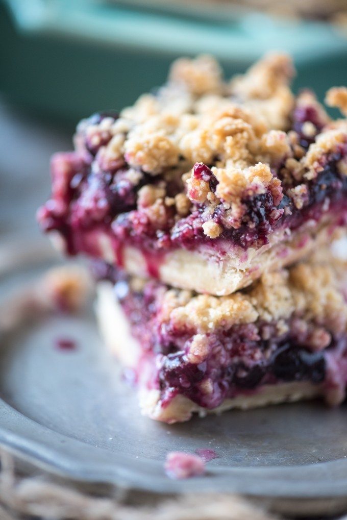 Blueberry Crumb Bars on a plate