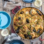 Seafood Paella- a dish packed with flavor! Chorizo, Shrimp, Lobster, Clams, Mussels, Calamari and More! | @gogogogourmet