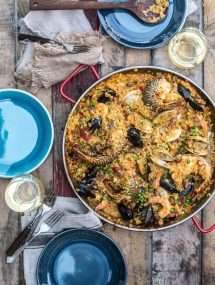Seafood Paella- a dish packed with flavor! Chorizo, Shrimp, Lobster, Clams, Mussels, Calamari and More! | @gogogogourmet