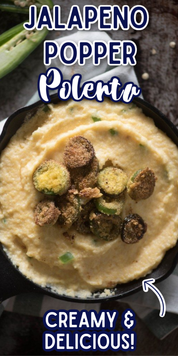 Jalapeño Popper Polenta is packed with flavor and only takes a few minutes to prepare- spicy with jalapeños and cheesy with cheddar, it's an ideal side dish for your summer dinners! #gogogogourmet #jalapenopopperpolenta #polenta #polentarecipe #cheesypolenta via @gogogogourmet