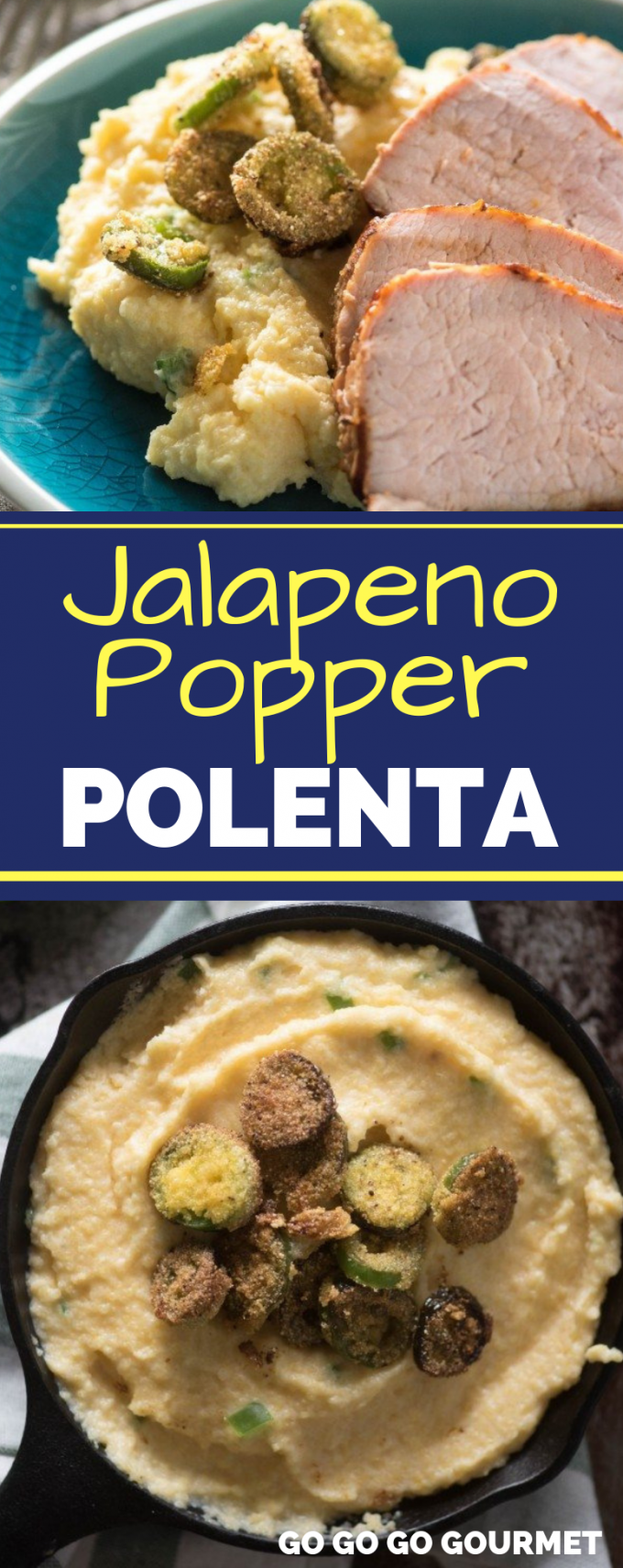 Jalapeño Popper Polenta is packed with flavor and only takes a few minutes to prepare- spicy with jalapeños and cheesy with cheddar, it's an ideal side dish for your summer dinners! #gogogogourmet #jalapenopopperpolenta #polenta #polentarecipe #cheesypolenta via @gogogogourmet