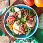 Prosciutto Peach Caprese Salad- Perfect flavors for summer! | @gogogogourmet