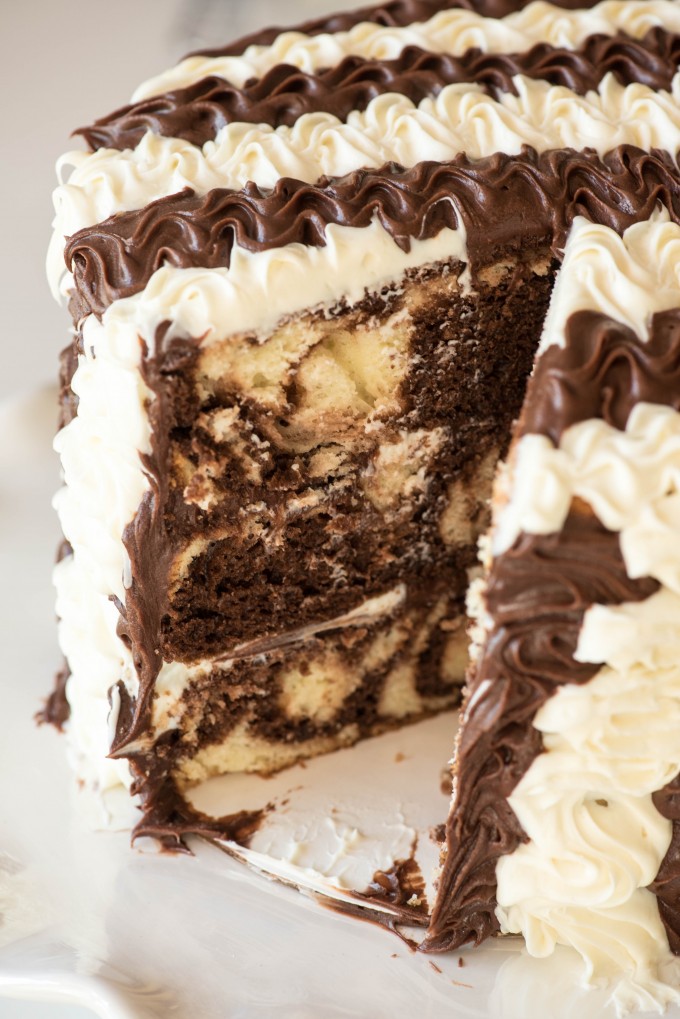 Black and White Stripe Marble Cake | @gogogogourmet