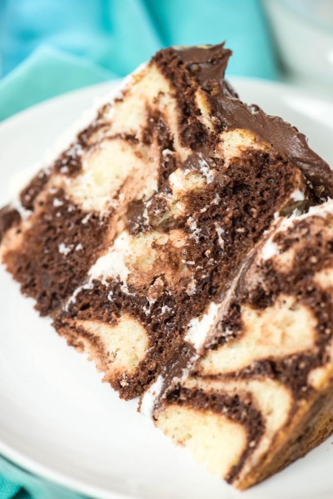 Black and White Stripe Marble Cake | @gogogogourmet