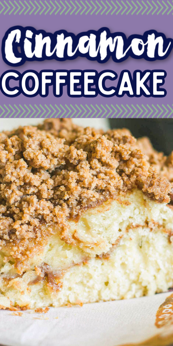 This cinnamon coffee cake recipe is moist, buttery, and full of cinnamon flavor. This is the best recipe for cinnamon crumb cake out there! #breakfast #coffeecake #cinnamon #baking #crumbcake via @gogogogourmet