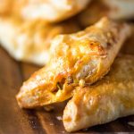 These Buffalo Chicken Puff Pastry Pockets are a quick treat to whip up for game-day parties and tailgates. Only a handful of ingredients and super easy! | @gogogogourmet