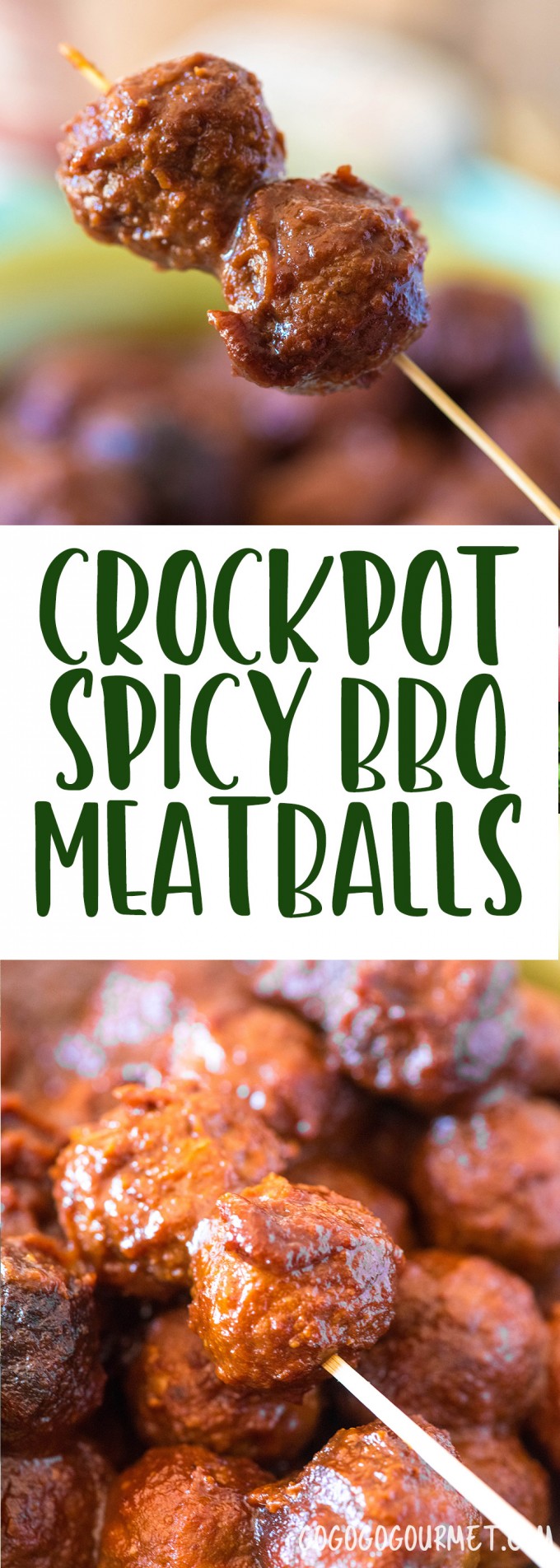 These Crockpot Spicy BBQ Meatballs are WAY better than the grape jelly ones! Make your own BBQ Sauce right in the slow cooker; these are perfect for game day! via @gogogogourmet