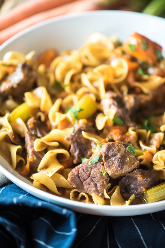 Instant Pot Beef Stew Pasta | @gogogogourmet