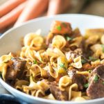 Instant Pot Beef Stew Pasta- a fabulous way to combine the flavors of warm and comforting beef stew with the heartiness of beef and noodles. | @gogogogourmet