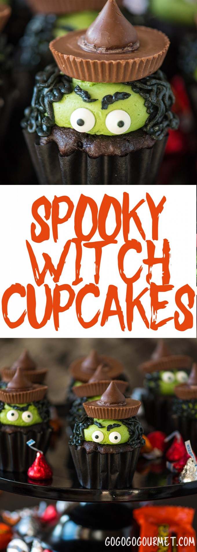 These Witch Cupcakes are an adorable Halloween cupcake idea! Super easy to do with candy eyes and favorite Halloween treats!