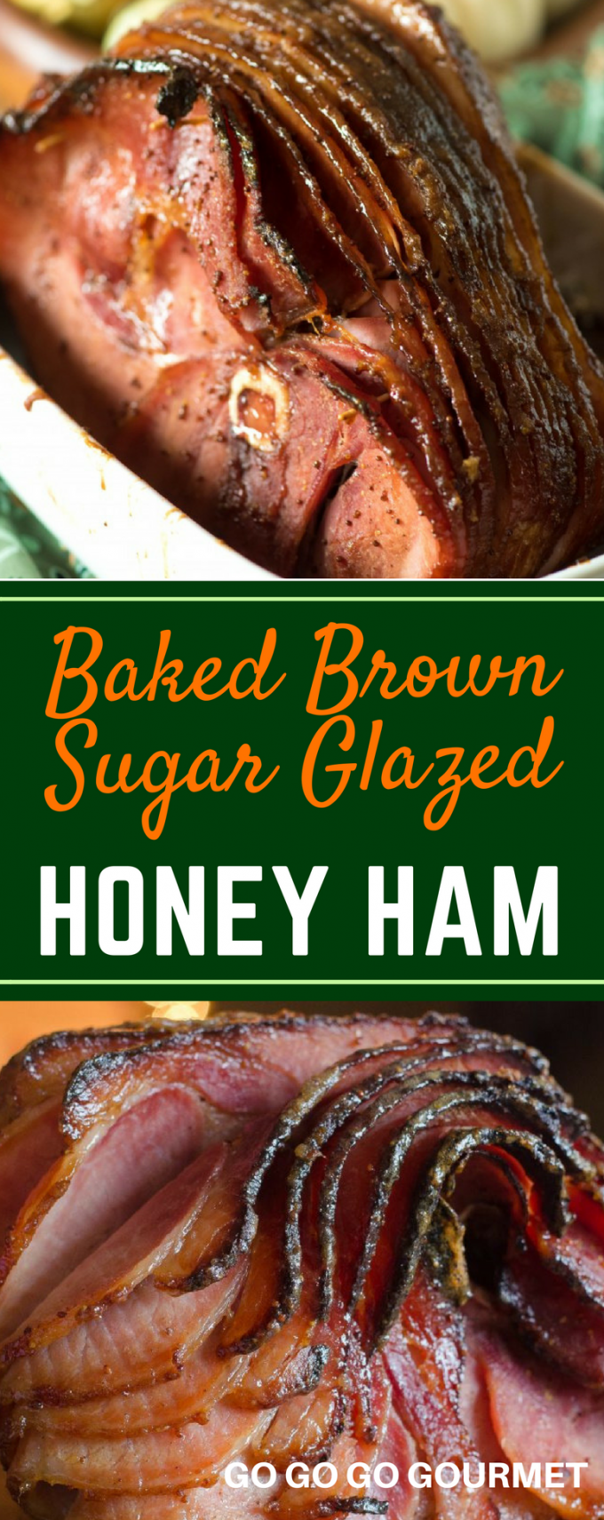 No need to get out the crockpot, this Honey Ham is baked right in the oven! This easy ham makes cooking Thanksgiving dinner a breeze! You'll never need to go looking for ham recipes again. The brown sugar adds just the right amount of sweet, and you could even add pineapple to the glaze! #gogogogourmet #thanksgivingdinnerrecipes #easythanksgivingrecipes #thanksgivinghamrecipes #honeybakedham via @gogogogourmet