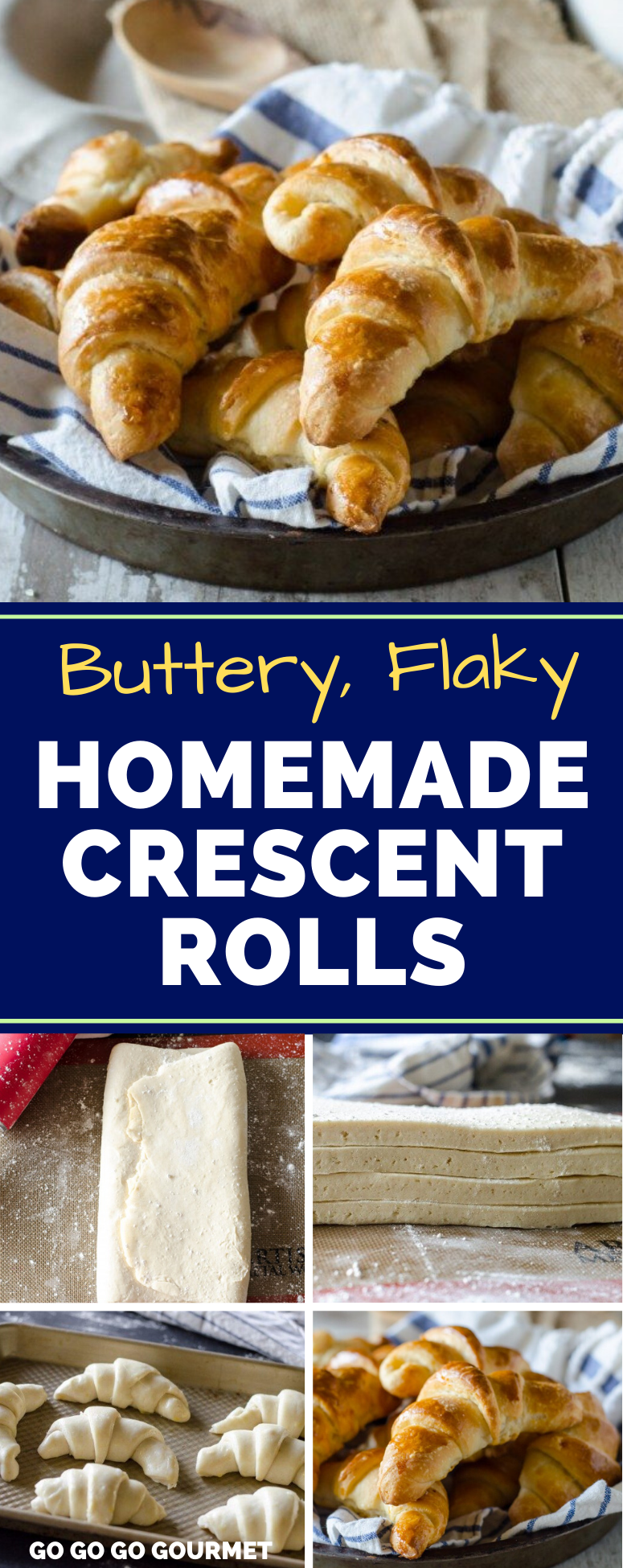 No need to use a bread machine to make this easy Homemade Crescent Rolls recipe! They are flaky and buttery, and promise to be the best bread recipe you've ever tried! It's super quick (besides the time chilling!) #gogogogourmet #homemadecrescentrolls #crescentrolls #homemadebread via @gogogogourmet