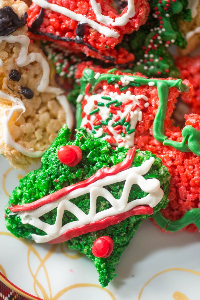 Christmas Cookie Cutouts made from Rice Krispie Treats are a simple holiday treat! | @gogogogourmet