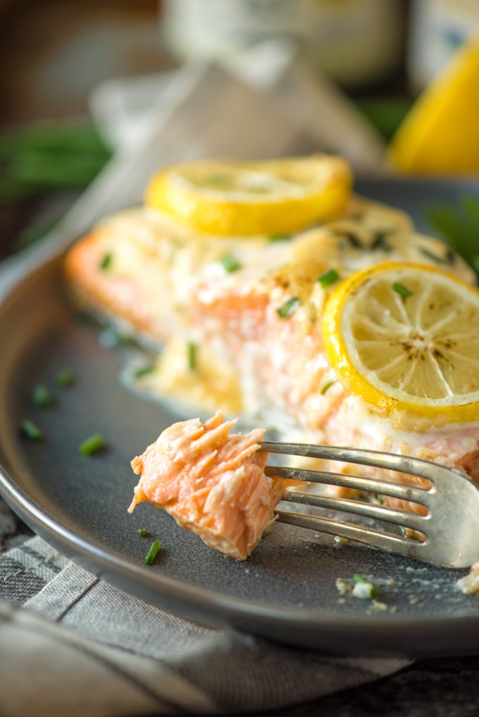 Moist and tender mustard salmon with lemon and mayonnaise | @gogogogourmet