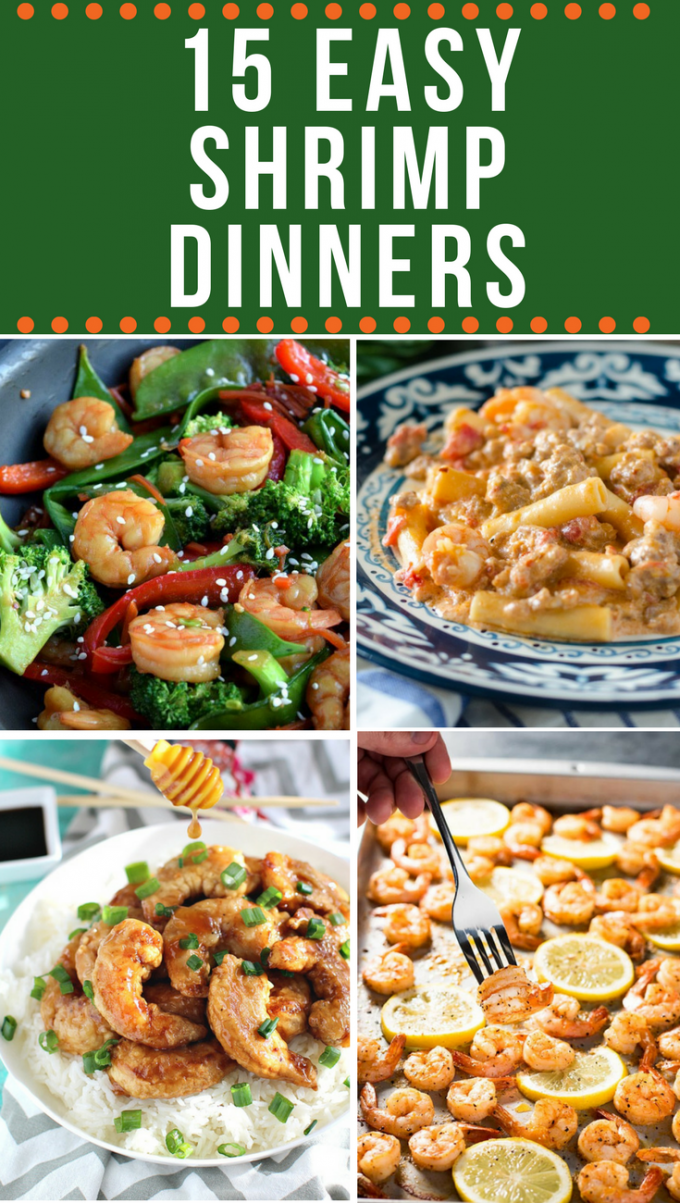 15 easy shrimp recipes for dinner! Tons of quick and healthy simple meals, including pasta, rice dishes, and a delicious baked lemon shrimp! #shrimp #seafood #pasta #gogogogourmet via @gogogogourmet