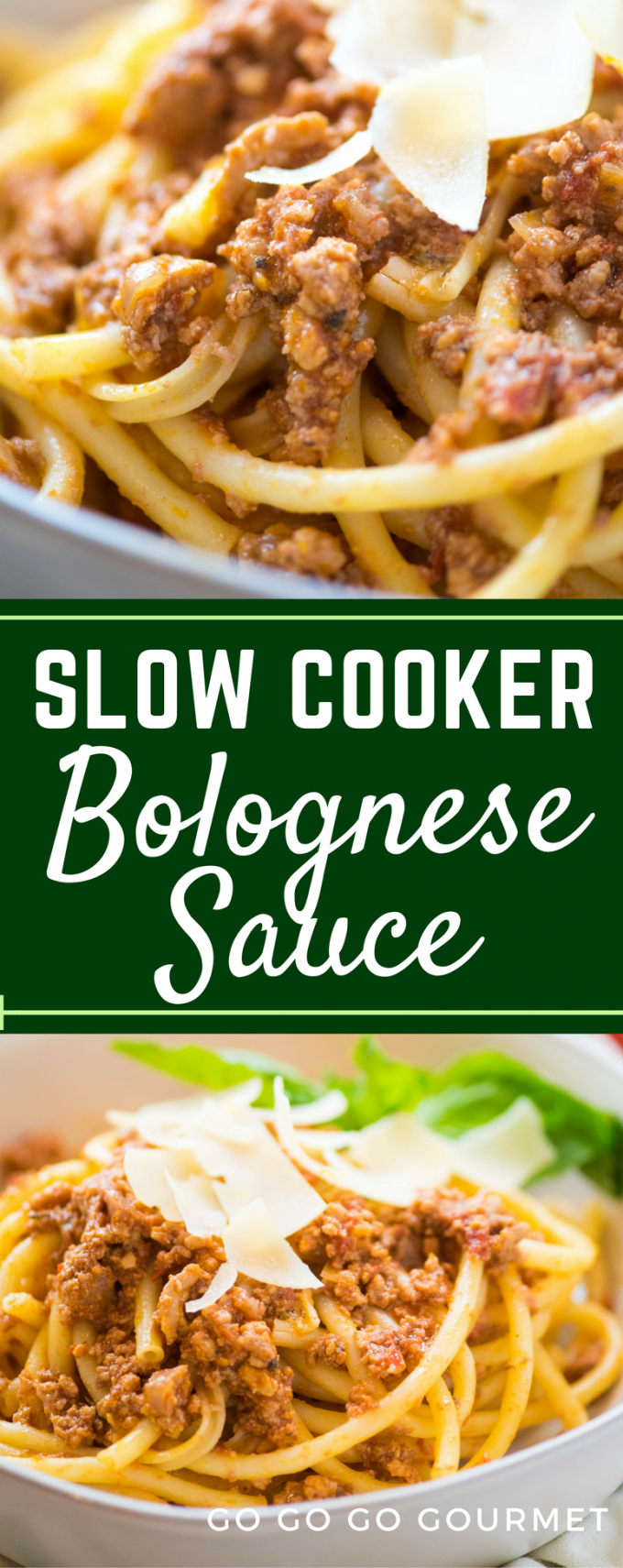 BEST EVER! This Slow Cooker Bolognese cooks all day long in the crockpot. Hearty and rich, it's full of incredible classic authentic Italian flavors, and coats every strand of pasta perfectly. #gogogogourmet #slowcookerbolognese #bolognesesauce #homemadepastasauce via @gogogogourmet