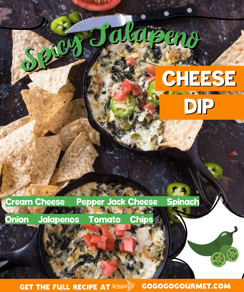 This Easy Spicy Jalapeno Spinach Dip recipe is baked right in the oven to make the perfect Super Bowl snack! You could even add bacon to kick it up a notch! #superbowl #superbowlfood #cheesedip #spinachdip #gogogogourmet via @gogogogourmet