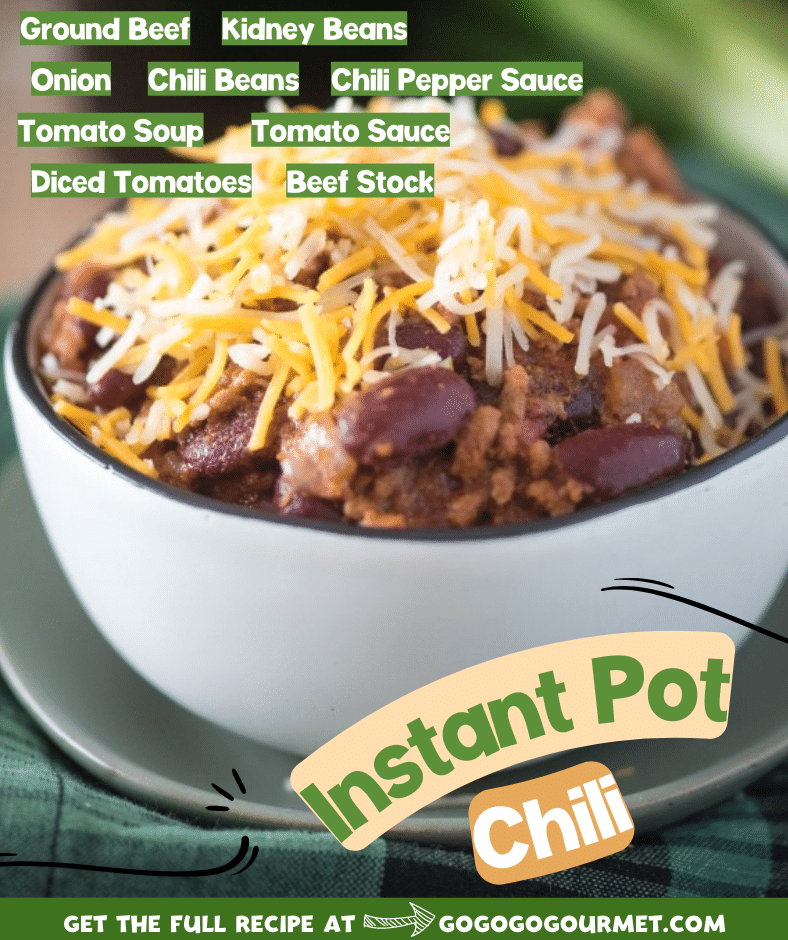 This Instant Pot Chili recipe is easy, fast, and chock full of ground beef, hearty beans and big flavors! It's always a hit with both kids and adults alike! #gogogogourmet #instantpotchili #homemadechili #instantpotrecipes via @gogogogourmet