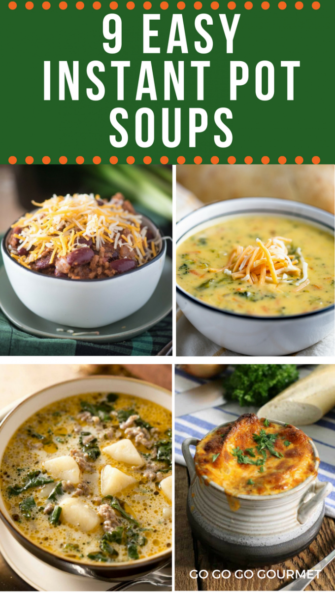 Delicious, comforting soups just got so much easier to make with these easy Instant Pot Soup Recipes! They range in ingredients from chicken and beef to beans and vegetables. Whether you're looking for something vegetarian, healthy or hearty, we've got them all! #instantpot #comfortfood #soup #instantpotsoup #gogogogourmet via @gogogogourmet