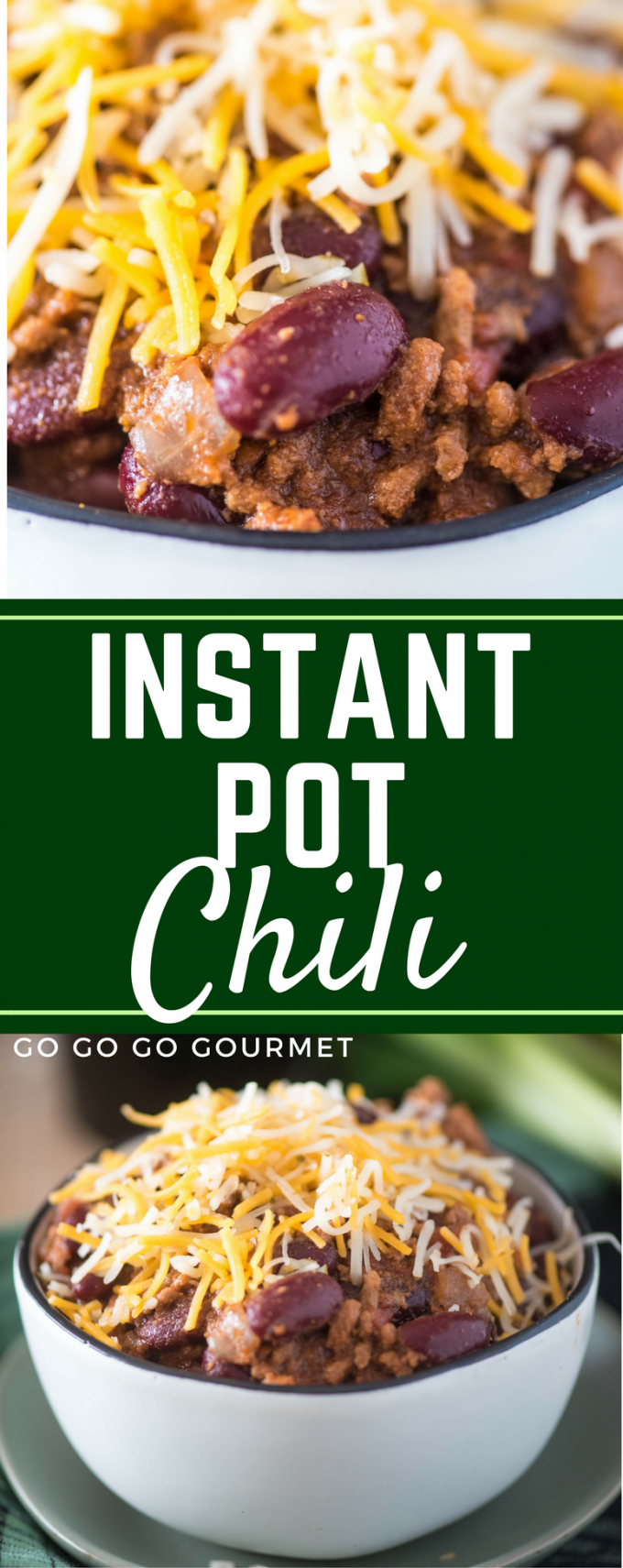 This Instant Pot Chili recipe is easy, fast, and chock full of ground beef, hearty beans and big flavors! It's always a hit with both kids and adults alike! #gogogogourmet #instantpotchili #homemadechili #instantpotrecipes via @gogogogourmet