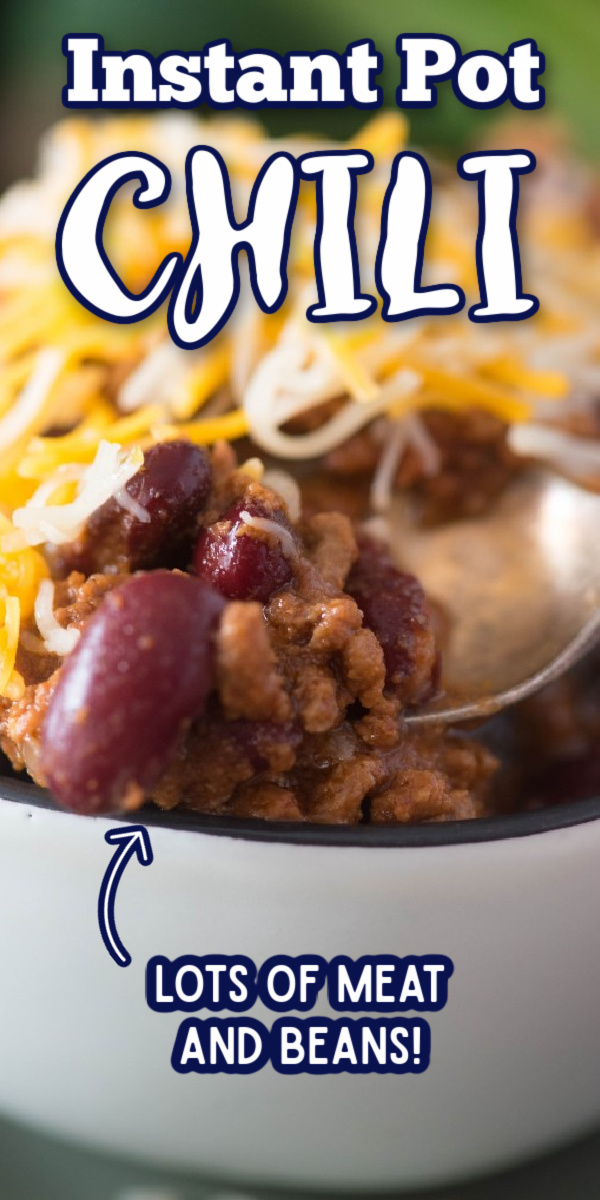 This Instant Pot Chili recipe is easy, fast, and chock full of ground beef, hearty beans and big flavors! It's always a hit with both kids and adults alike! #gogogogourmet #instantpotchili #homemadechili #instantpotrecipes via @gogogogourmet