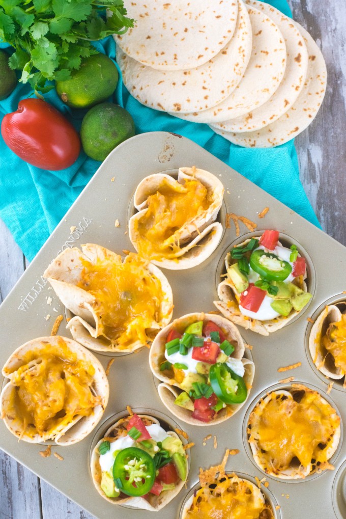 Baked Chicken Taco Cups as an easy Appetizer recipe