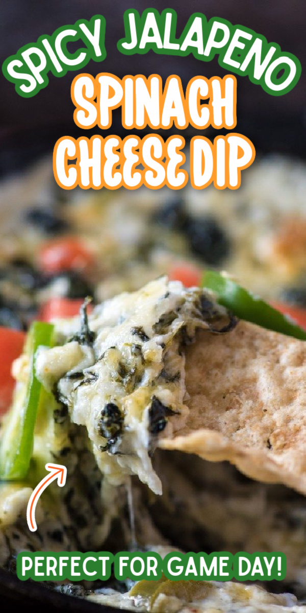 This Easy Spicy Jalapeno Spinach Dip recipe is baked right in the oven to make the perfect Super Bowl snack! You could even add bacon to kick it up a notch! #superbowl #superbowlfood #cheesedip #spinachdip #gogogogourmet via @gogogogourmet