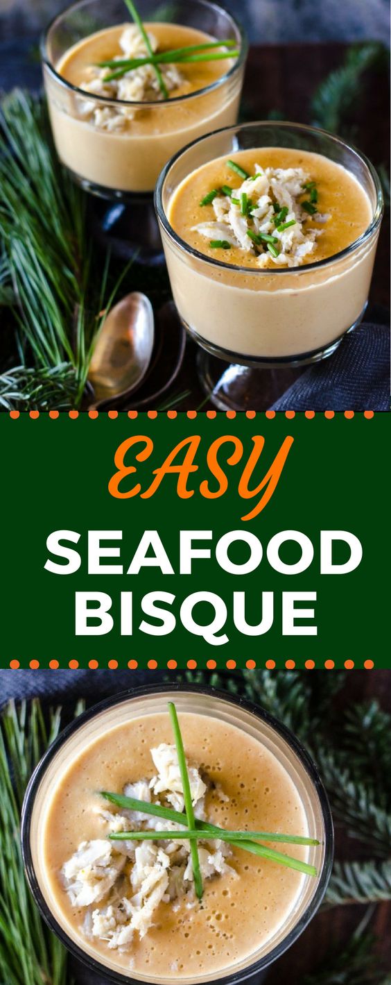 This Easy Seafood Bisque recipe is chock full of crab and shrimp! When you're craving a creamy and comforting soup for dinner, this bisque is the answer! #seafoodbisque #seafoodrecipes #comfortfood #gogogogourmet