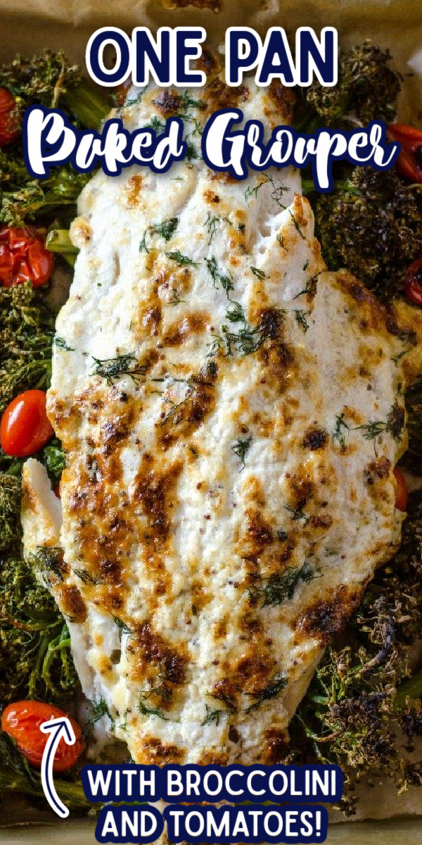 This One Pan Baked Grouper is the perfect fish recipe for Lent! It's baked right in the oven with a delicious sauce to make a flavorful meal that everyone will love! #fishfriday #lentendinner #seafoodrecipes #weeknightdinner #gogogogourmet via @gogogogourmet