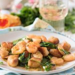 easy gnudi recipe with shrimp scampi and spinach