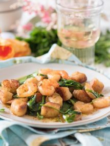 easy gnudi recipe with shrimp scampi and spinach