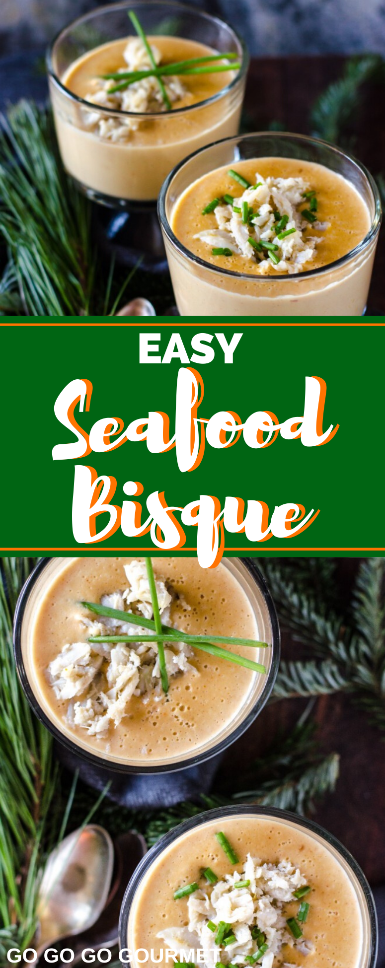 This Easy Seafood Bisque recipe is chock full of crab and shrimp! When you're craving a creamy and comforting soup for dinner, this bisque is the answer! #seafoodbisque #seafoodrecipes #comfortfood #gogogogourmet via @gogogogourmet