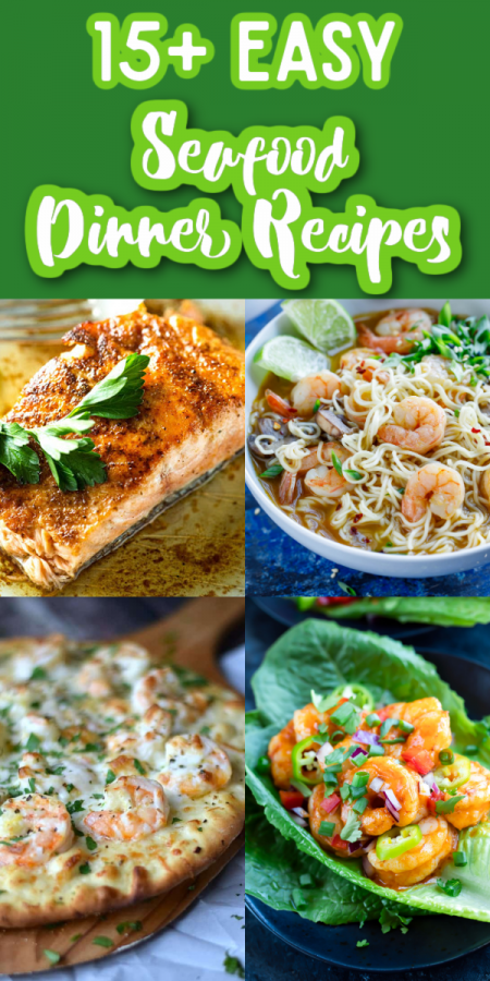 Collage of easy seafood recipes