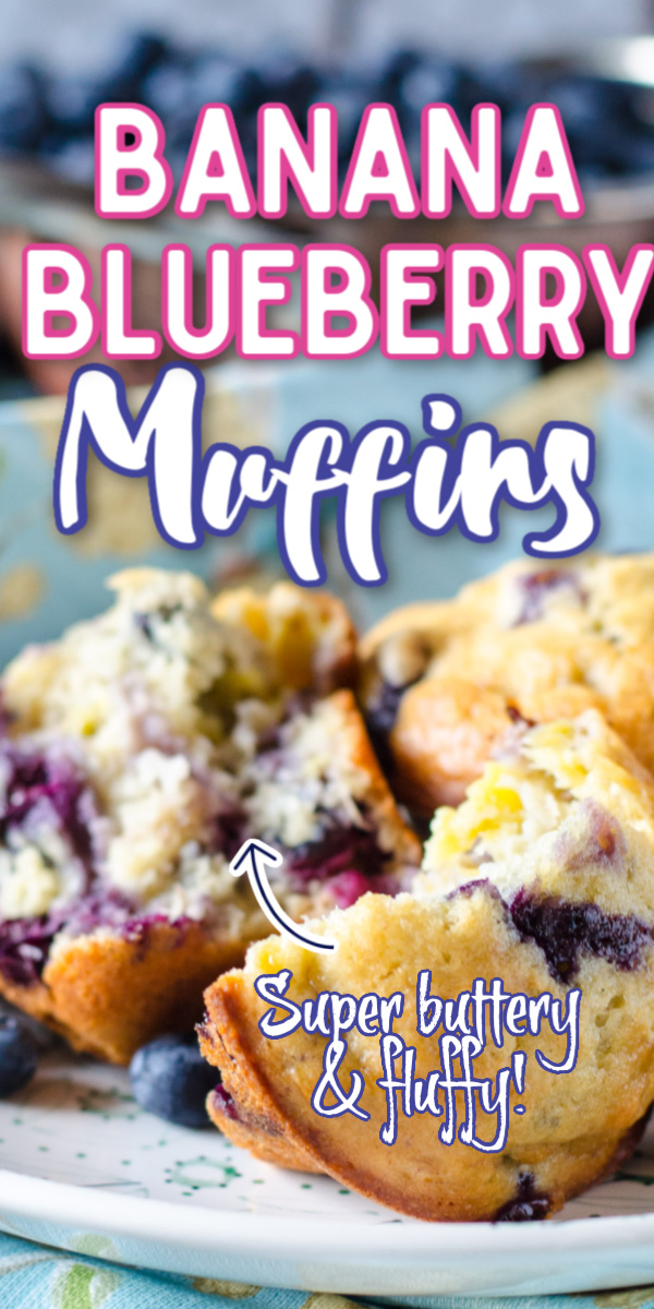 Move over lemon, blueberry and banana is the new flavor combo for spring! These Blueberry Banana Muffins are the BEST easy breakfast recipe! Chock full of blueberries and packed with banana, these easy muffins are sure to be a hit with everyone! #blueberrybananamuffins #easybreakfastrecipes #easterbrunchrecipes #blueberry #blueberrymuffins #baking #breakfast #muffins via @gogogogourmet