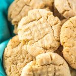 Easy homemade soft peanut butter cookies on blue napkin