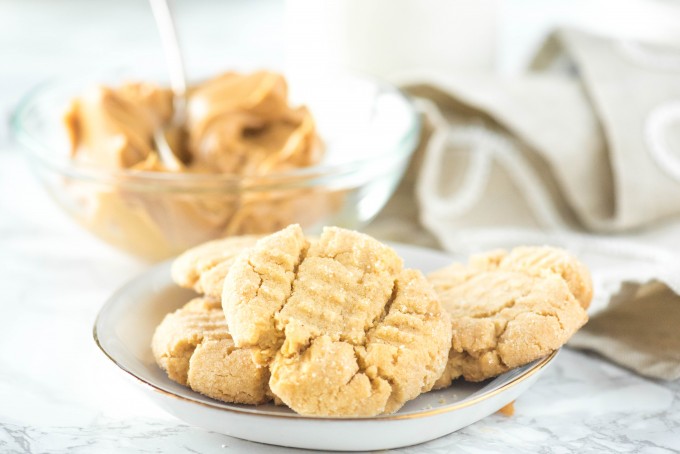 Soft Peanut Butter Cookies on a white plate