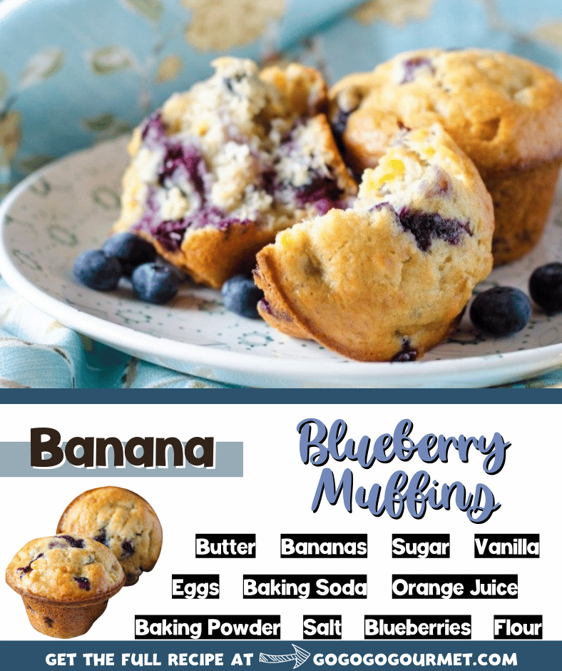 Move over lemon, blueberry and banana is the new flavor combo for spring! These Blueberry Banana Muffins are the BEST easy breakfast recipe! Chock full of blueberries and packed with banana, these easy muffins are sure to be a hit with everyone! #blueberrybananamuffins #easybreakfastrecipes #easterbrunchrecipes #blueberry #blueberrymuffins #baking #breakfast #muffins via @gogogogourmet