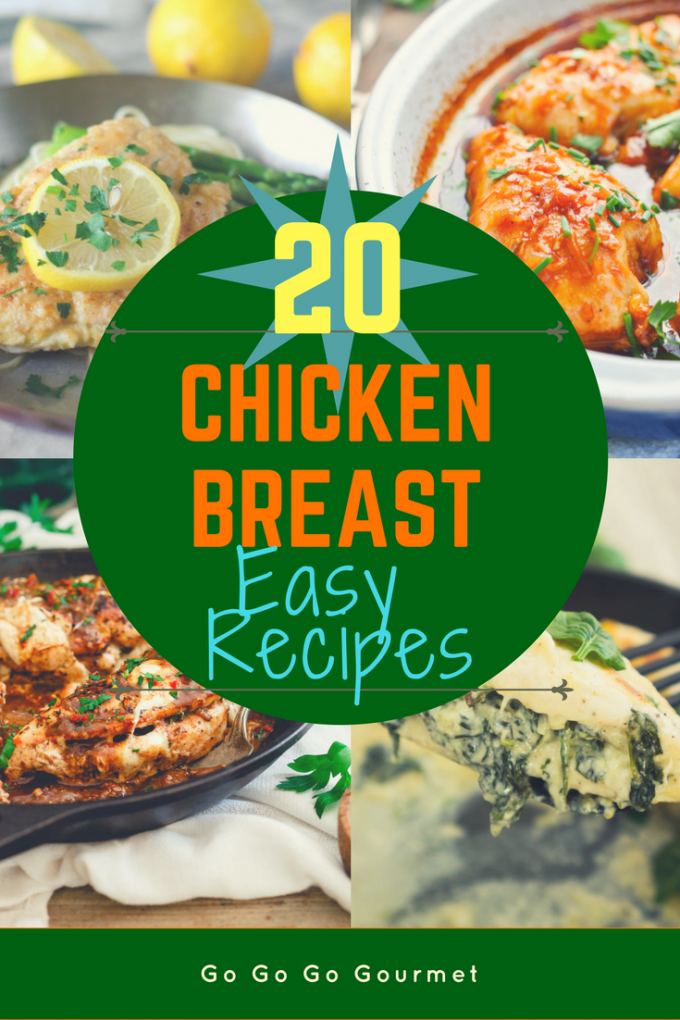 It's time to utilize those frozen chicken breasts! These 20 Easy Chicken Breast Recipes will make dinner a breeze! These recipes are healthy, easy, and can be thrown into the oven for a whole dinner that's ready in minutes! #easychickendinners #easyweeknightmeals #easychickenrecipes #chickenbreastrecipes #gogogogourmet via @gogogogourmet