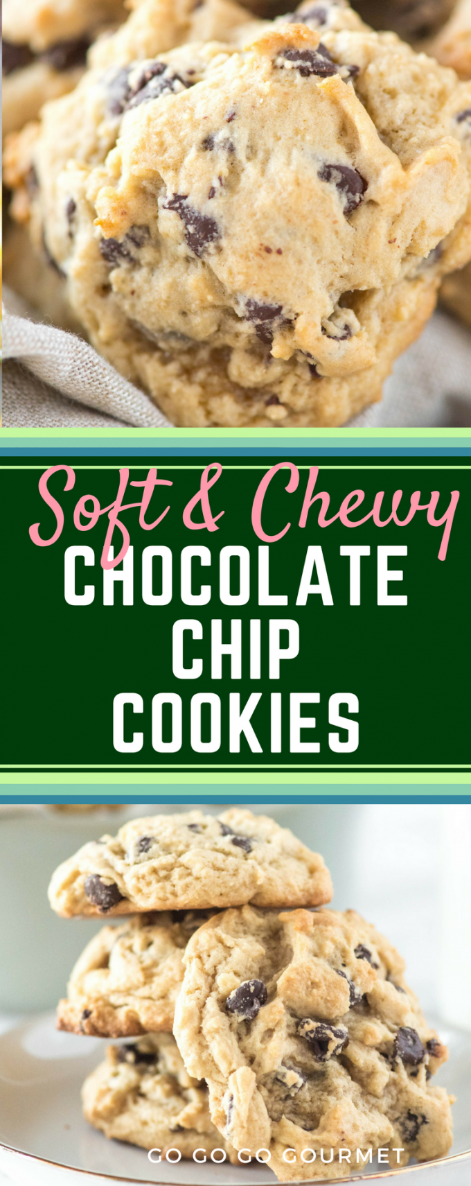 This easy, soft, chewy Chocolate Chip Cookie recipe is the best! Skip the Tollhouse and make these cookies from scratch! Homemade cookies are great for gifting for the holidays, or any occasion! #gogogogourmet #chocolatechipcookies #softcookies #chewycookies via @gogogogourmet