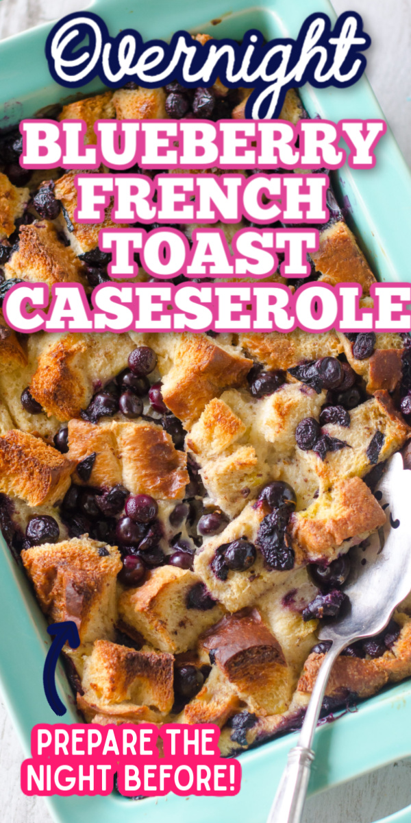 This easy Overnight French Toast Casserole is the perfect recipe for Easter brunch! Packed full of delicious blueberries, you can prepare this dish the night before, and then bake it in the morning! It would even taste great topped with a spread of cream cheese. #overnightblueberryfrenchtoast #easybrunchrecipes #weekendbreakfastrecipes #gogogogourmet via @gogogogourmet