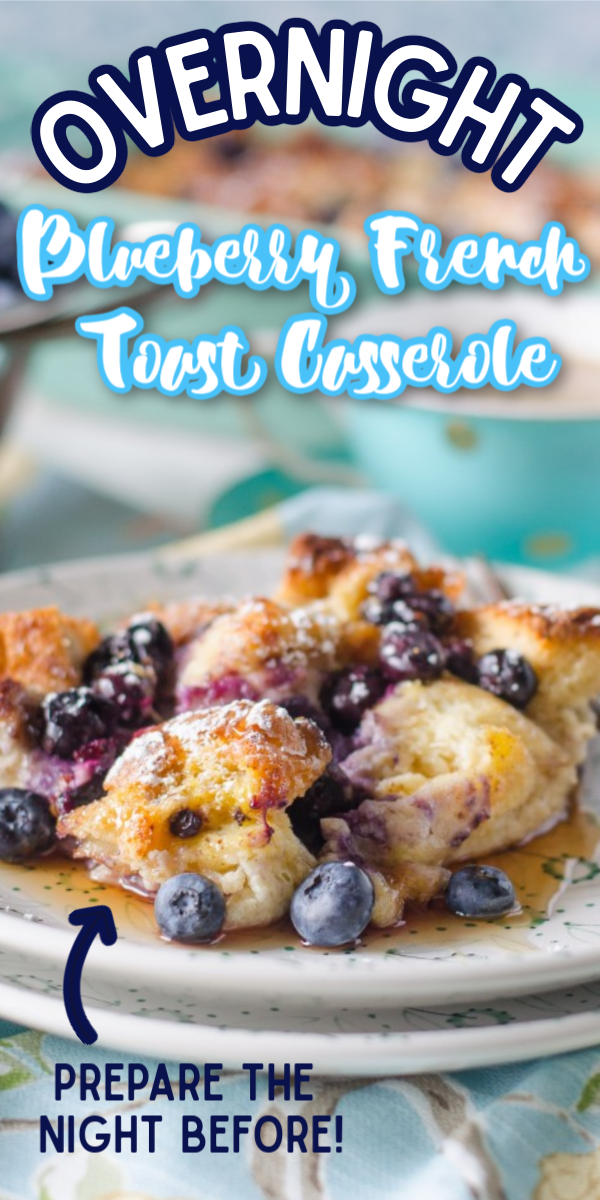 This easy Overnight French Toast Casserole is the perfect recipe for Easter brunch! Packed full of delicious blueberries, you can prepare this dish the night before, and then bake it in the morning! It would even taste great topped with a spread of cream cheese. #overnightblueberryfrenchtoast #easybrunchrecipes #weekendbreakfastrecipes #gogogogourmet via @gogogogourmet