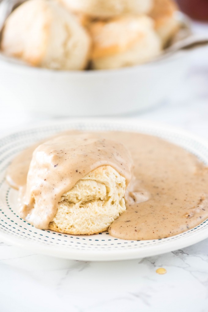 Easy and Homemade Biscuits with Sausage Gravy