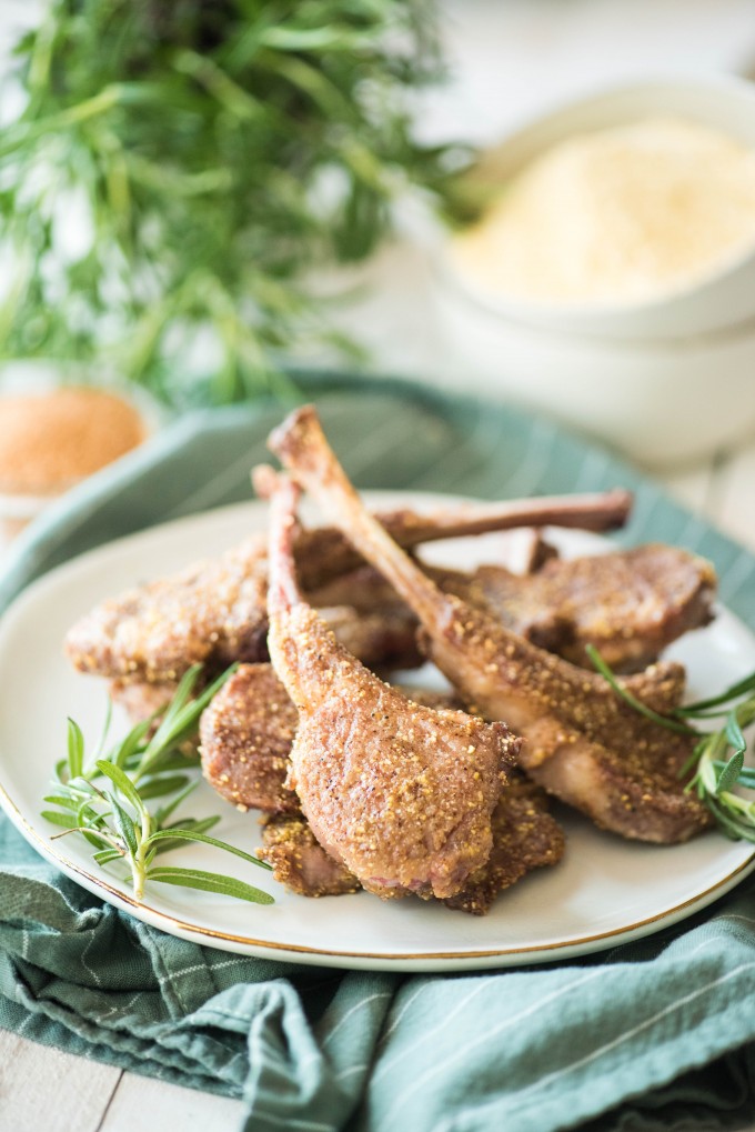 Bone-in skillet lamb chops on a plate