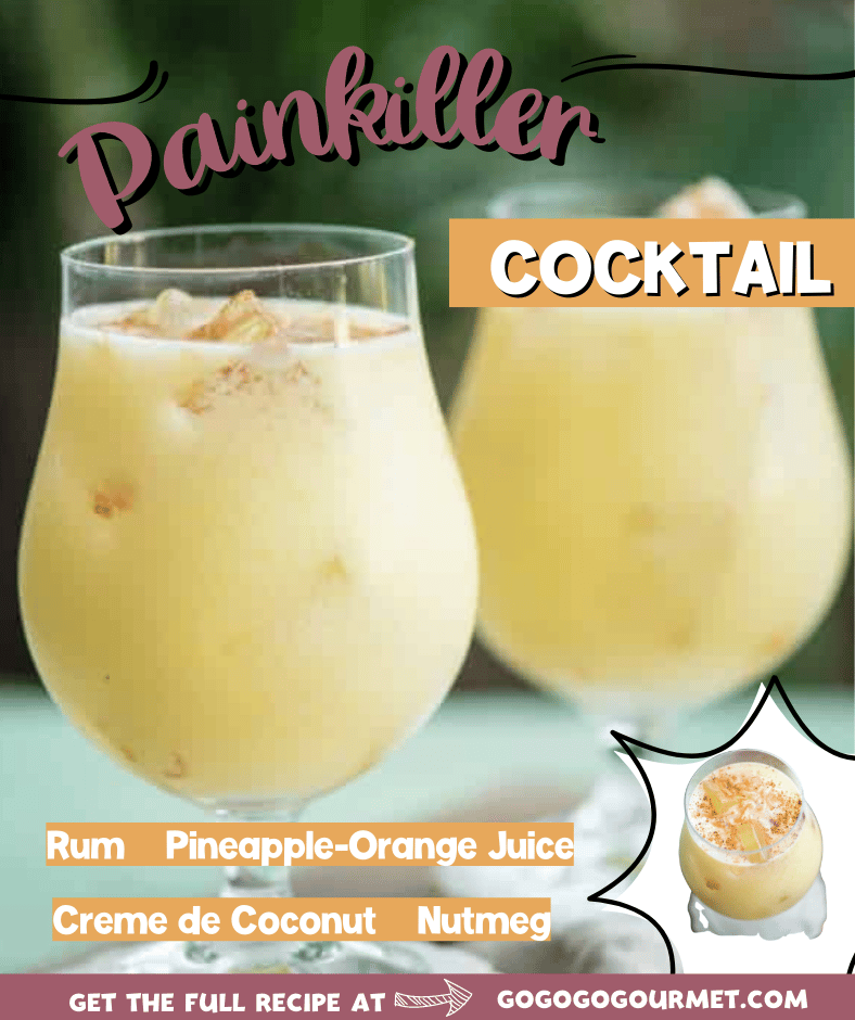 If you're looking for a great warm weather cocktail recipe, make these Painkiller Drinks! With coconut cream, pineapple juice, rum, and orange - what's not to love? #virginislands #painkillercocktail #easycocktailrecipes #summercocktails #gogogogourmet via @gogogogourmet